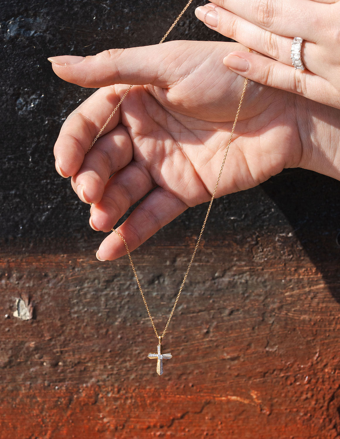 1/7ct. t.w. Diamond Cross Pendant in Vermeil