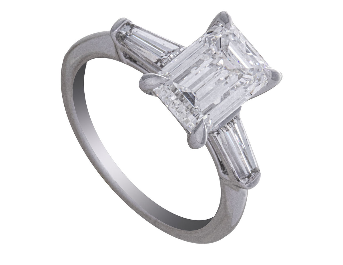 3 3/4ct. t.w. Emerald Cut Newborn Lab Created Diamond Engagement Ring in 14K White Gold