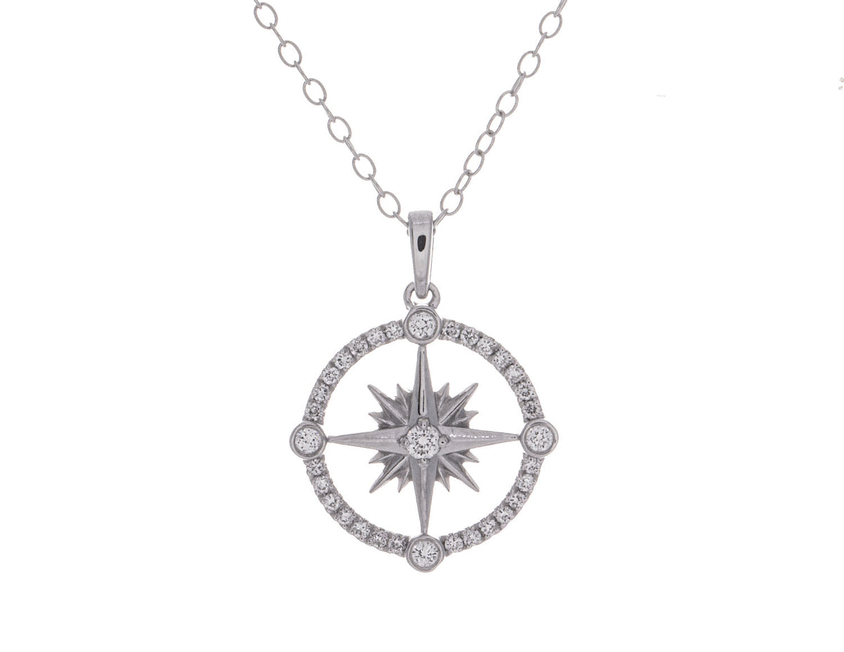 1/5ct. t.w. Kessler 81 Diamond Compass Pendant in Sterling Silver