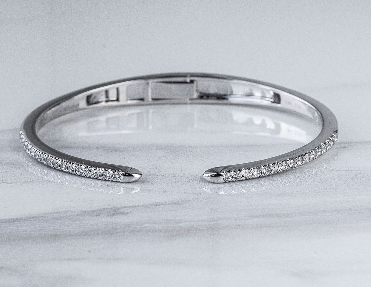 7/8ct. t.w. Diamond Bangle Bracelet in 14K White Gold