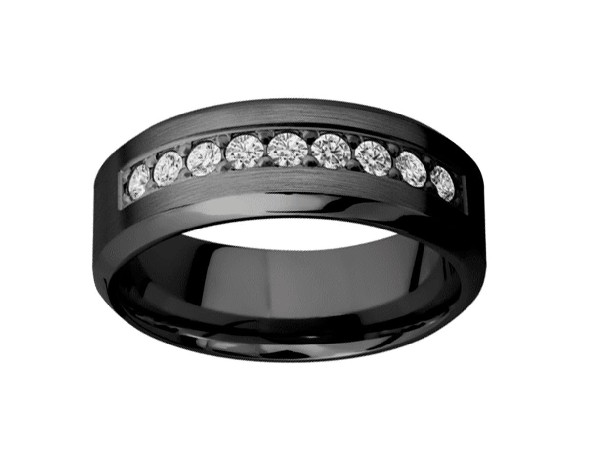 1/2ct. t.w. Diamond Satin Polished Gent's Ring in Black Zirconium