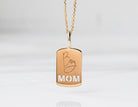 Boy Mom Dog Tag Pendant in 14K Yellow Gold