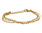 7" Gold-Ion Plated Stainless Steel 3-Row Forza Herringbone Cable Bracelet