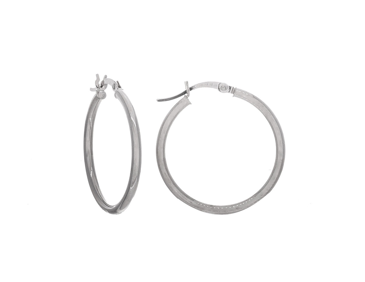 Plain Hoop Earrings in 14K White Gold