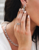 1/10ct. t.w. Diamond Oval Link Fashion Ring in Sterling Silver