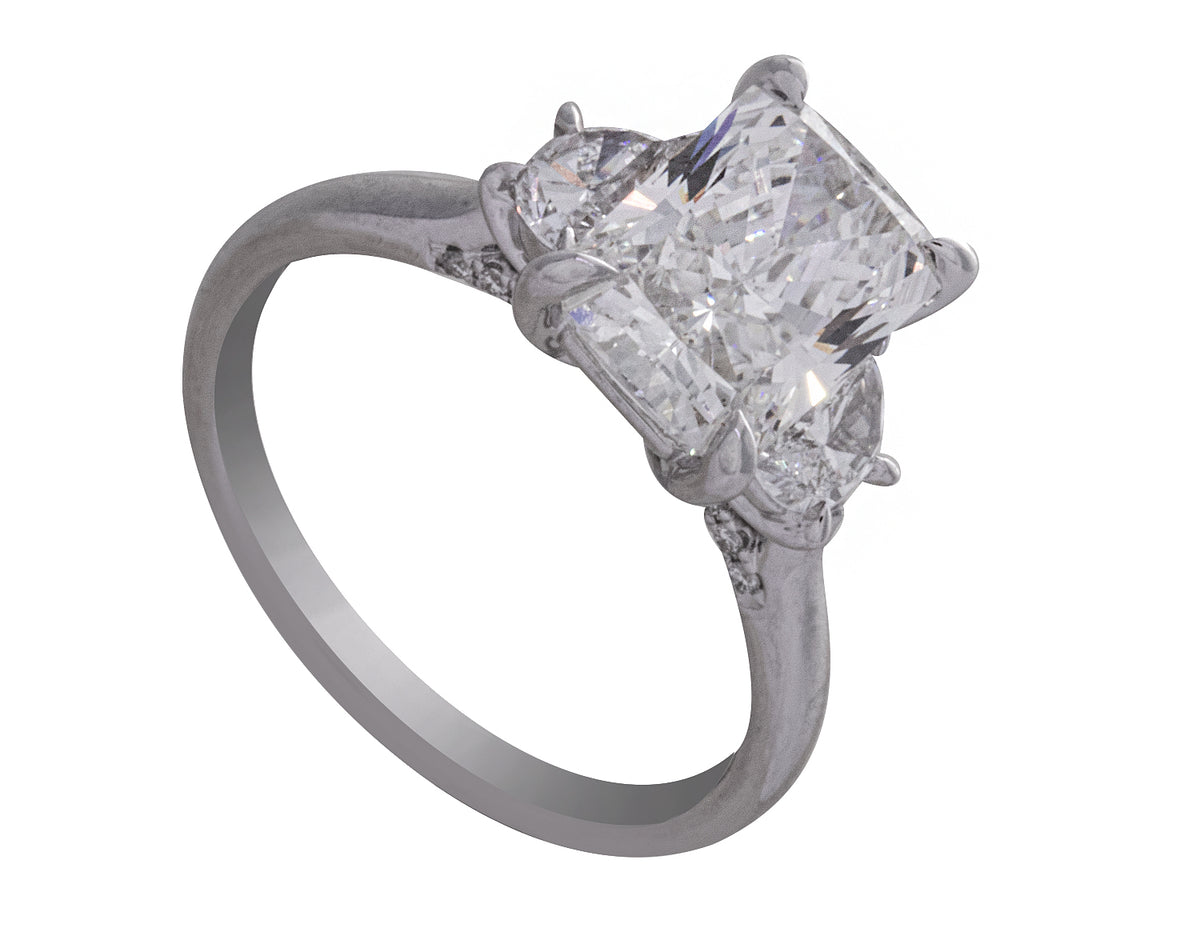 3 5/8ct. t.w. Radiant Cut Newborn Lab Created Diamond Engagement Ring in 14K White Gold