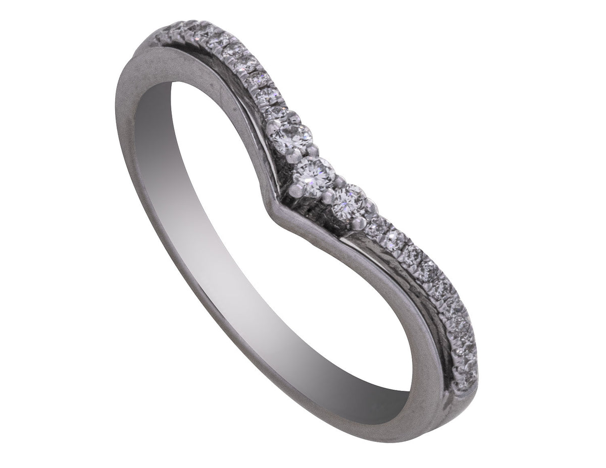 1/8ct. t.w. Chevron Diamond Wedding Ring in 14K White Gold