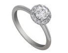 3/4ct. t.w. Round Cut Diamond Halo Engagement Ring in 14K White Gold
