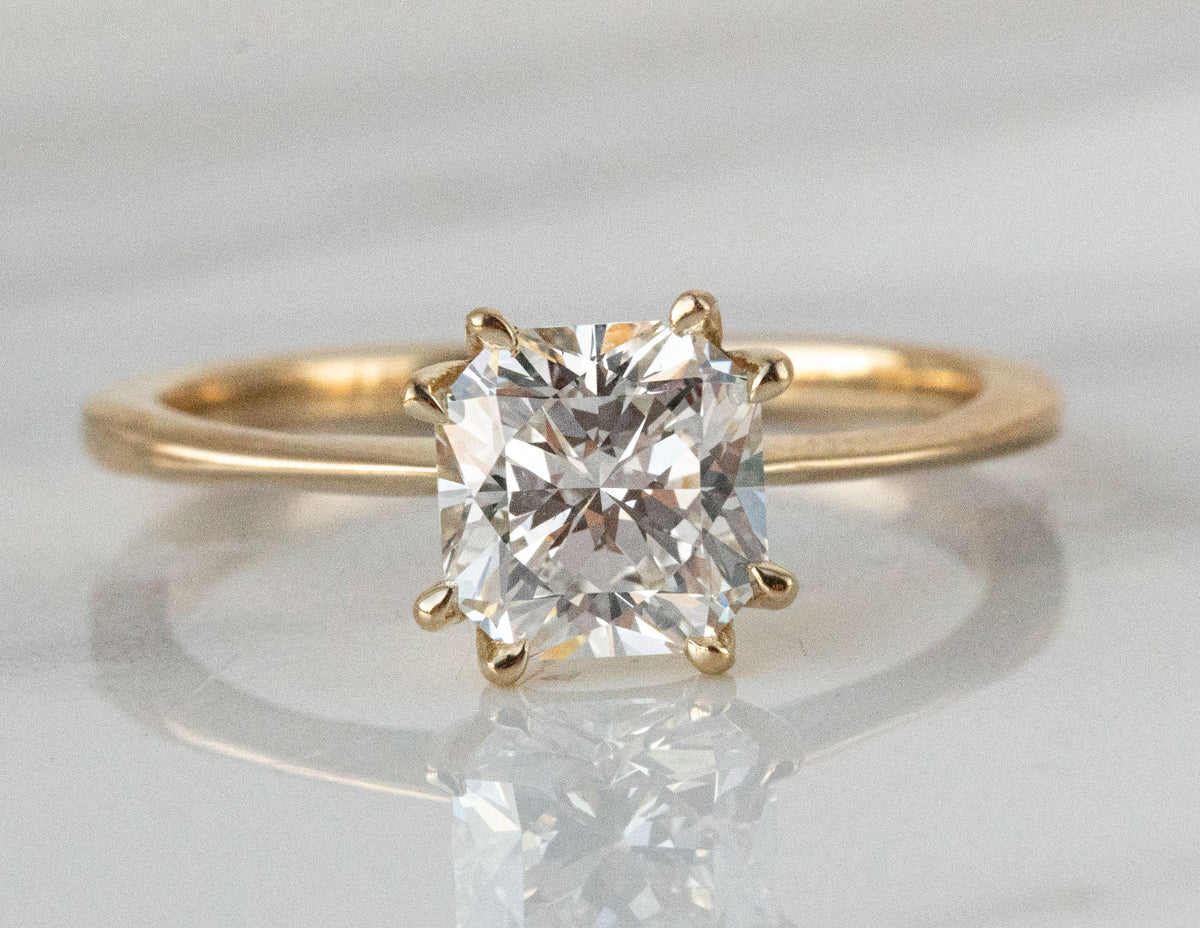 1.43ct. Kessler Square Radiant Cut Solitaire Engagement Ring in 14K Yellow Gold