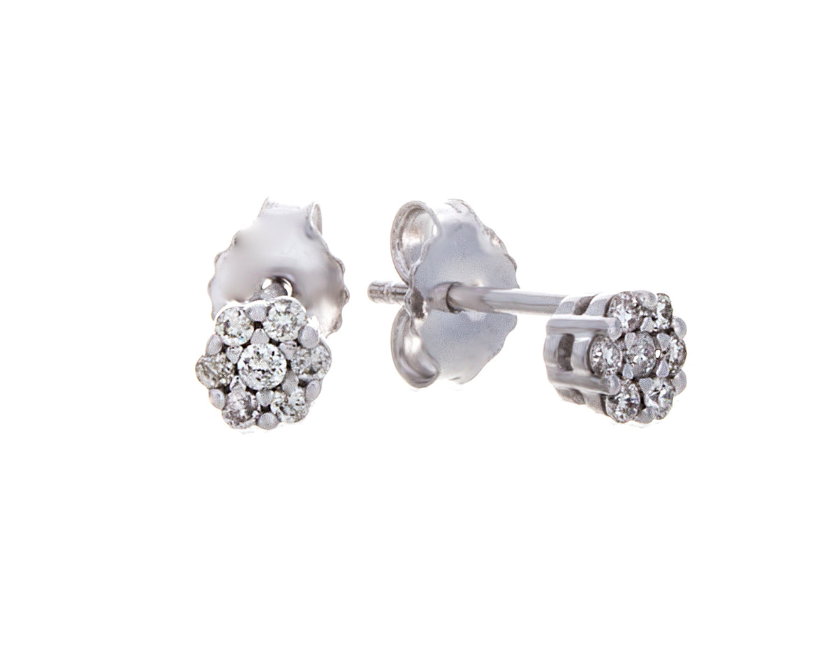 1/7ct. t.w. Cluster Diamond Stud Earrings in 14K White Gold