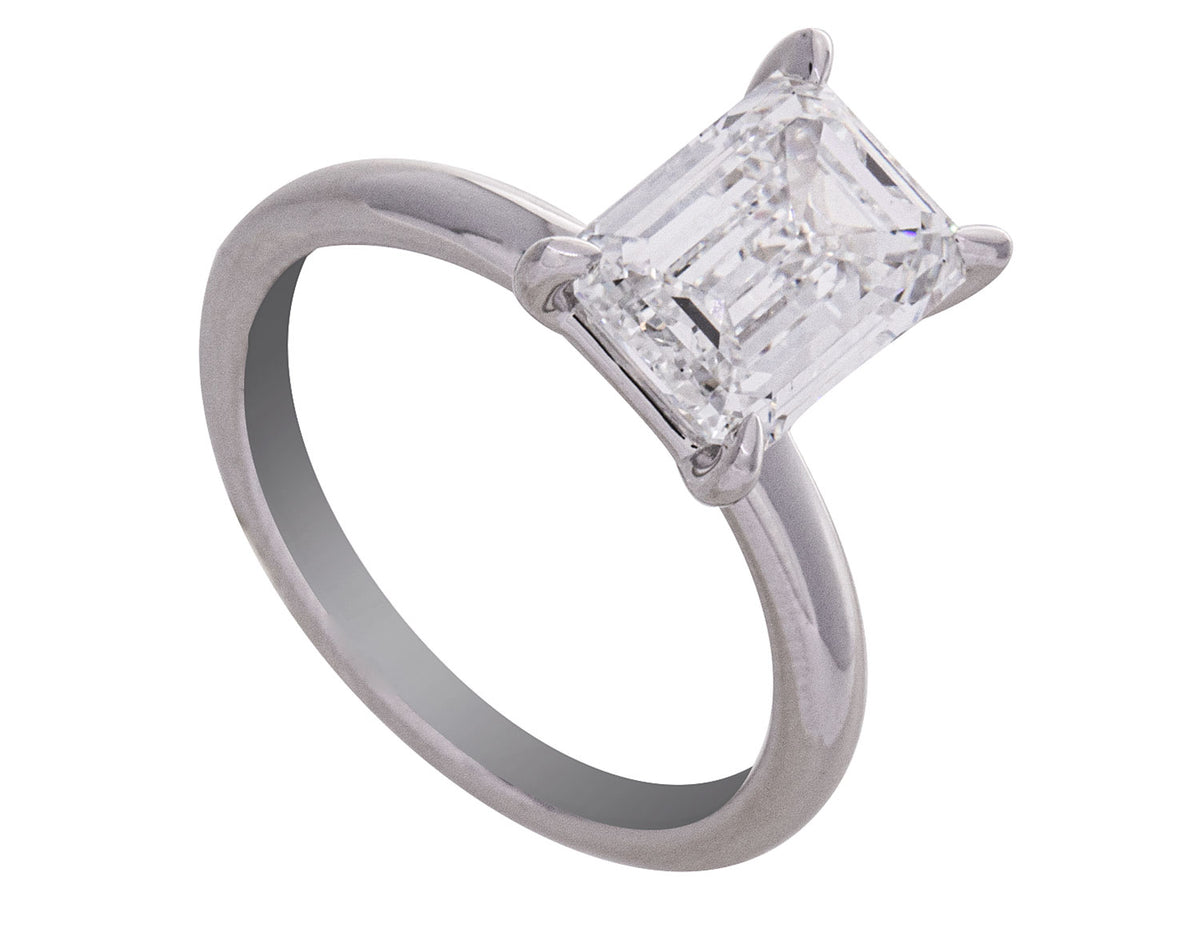 3ct. Emerald Cut Newborn Lab Created Solitaire Engagement Ring in 14K White Gold