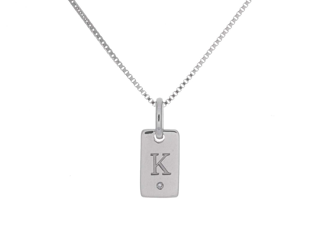 .01ct. Diamond "K" Initial Pendant in Sterling Silver
.01ct. Laser Initial "K" Pendant in Sterling Silver