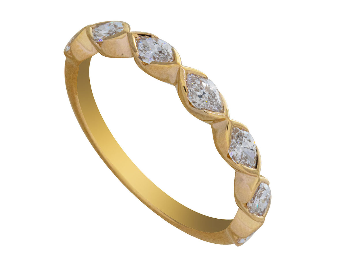 3/4ct. t.w. Marquise Cut Fashion Ring in 14K Yellow Gold