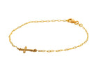 7" Sideways Cross Paperclip Bracelet in 14K Yellow Gold