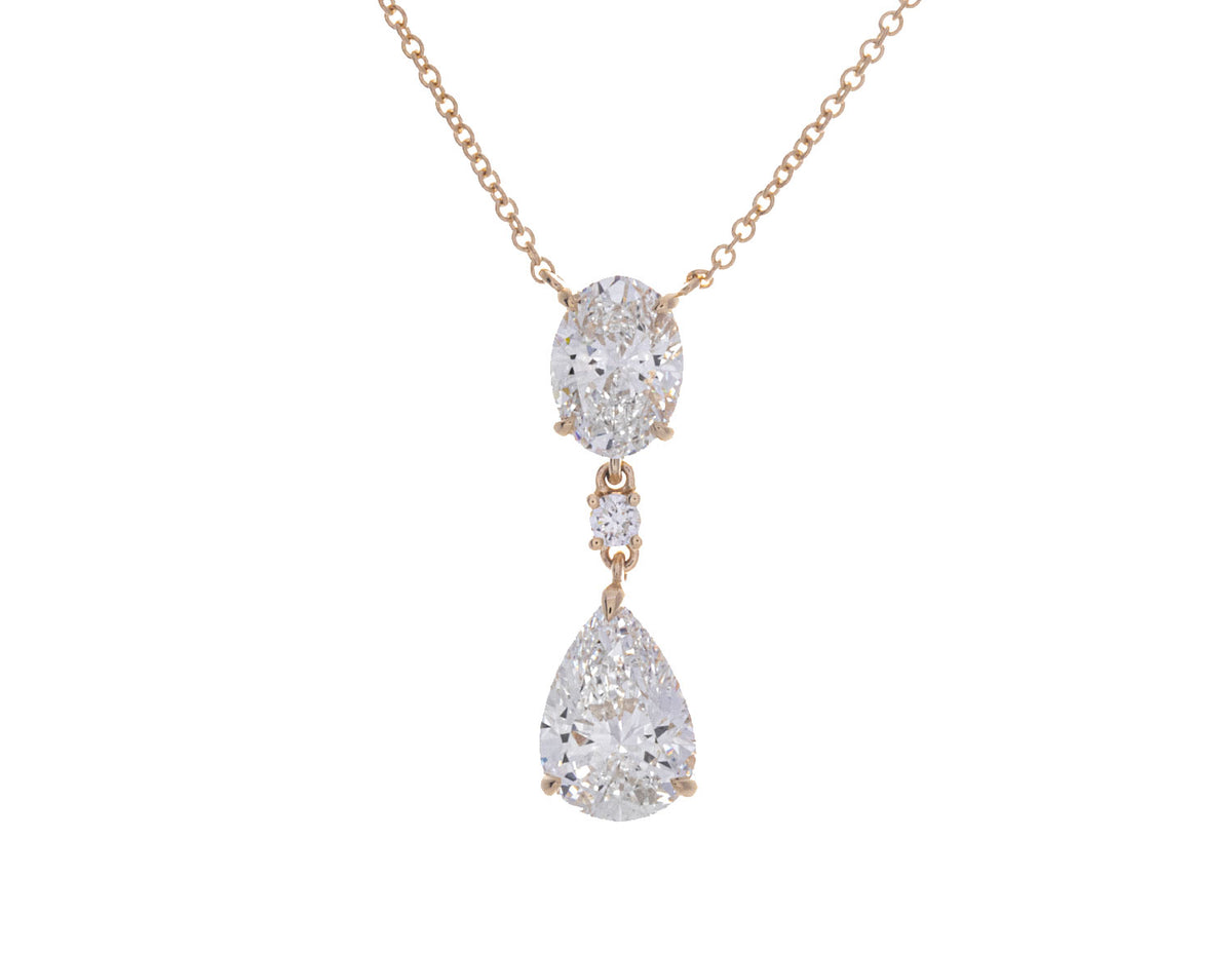 3ct. t.w. Diamond 3-Stone Drop Pendant in 14K Yellow Gold