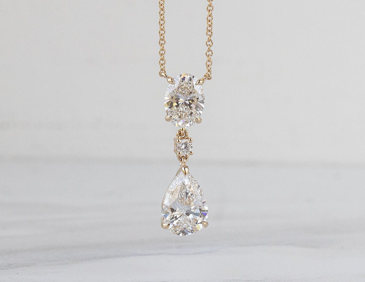3ct. t.w. Diamond 3-Stone Drop Pendant in 14K Yellow Gold