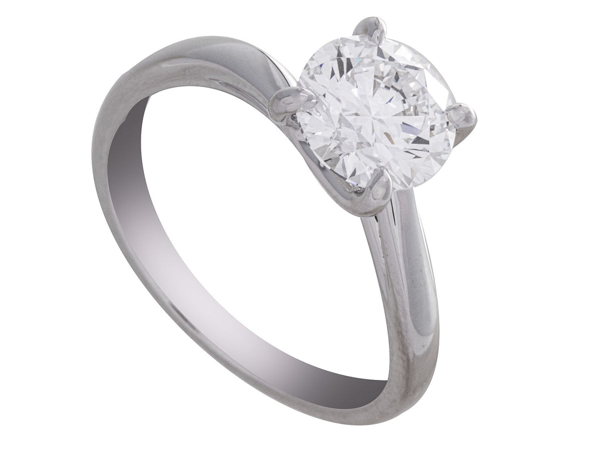 1 1/2ct. Round Cut Newborn Lab Created Diamond Twist Solitaire Engagement Ring in 14K White Gold