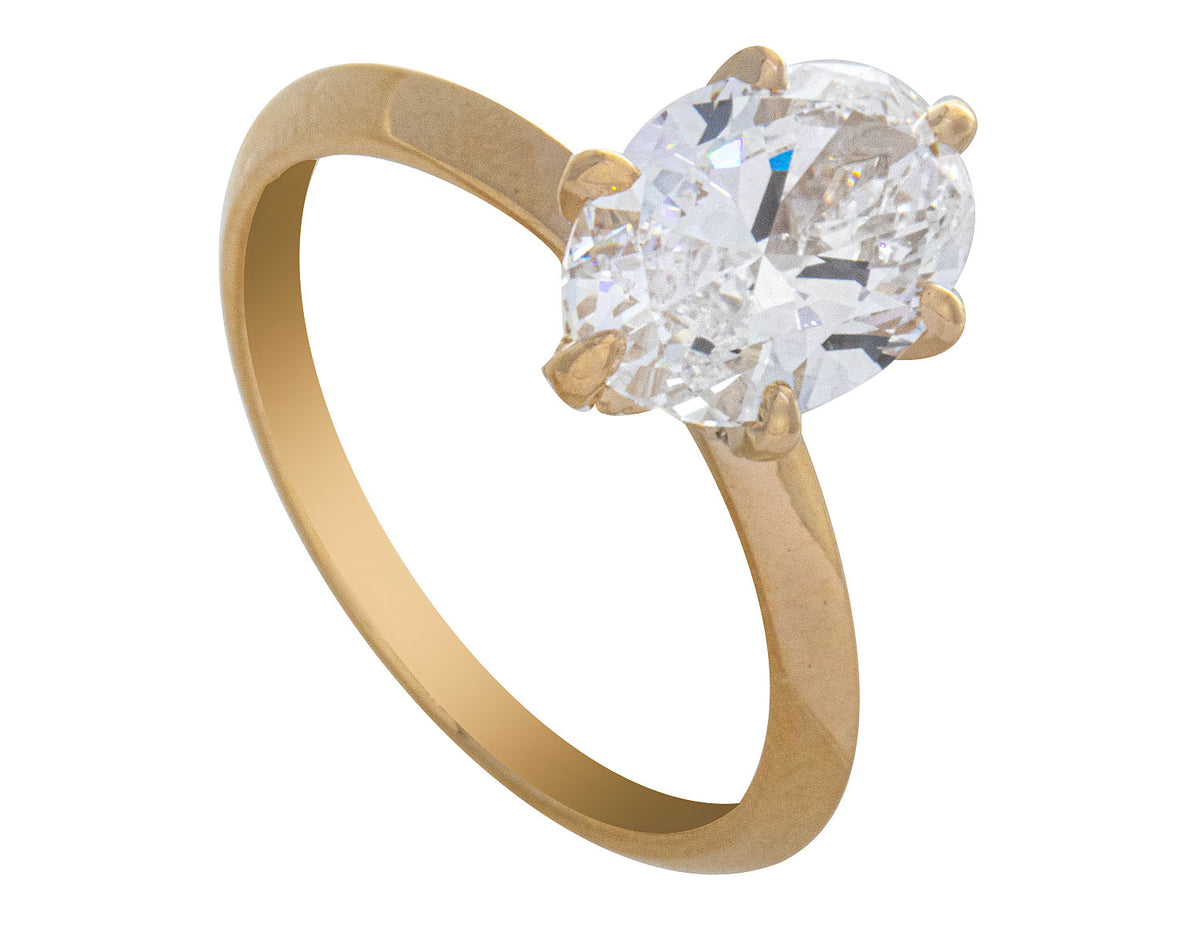 3 1/3ct. t.w. Oval Cut Newborn Lab Created Diamond Engagement Ring in 14K Yellow Gold