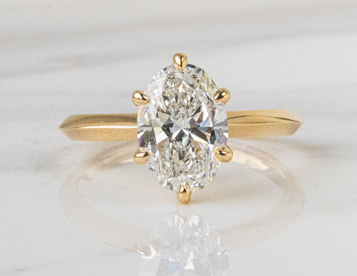 3 1/3ct. t.w. Oval Cut Newborn Lab Created Diamond Engagement Ring in 14K Yellow Gold