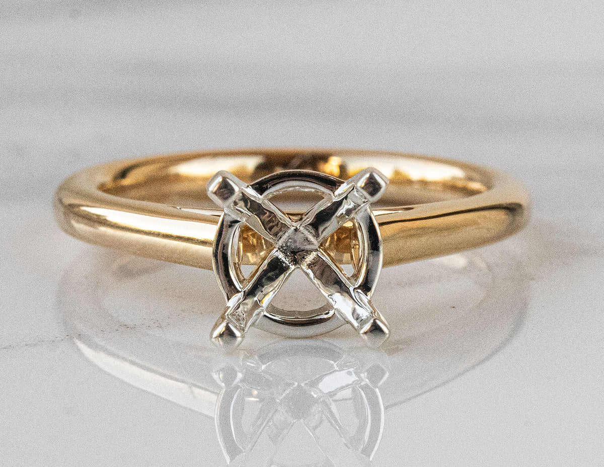 2.25mm Cathedral Solitaire Engagement Ring in 18K Yellow Gold