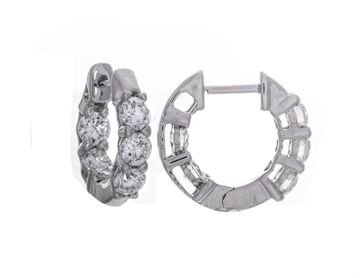 2ct. t.w. Newborn Lab Created Diamond Inside/Out Hoop Earrings in 14K White Gold