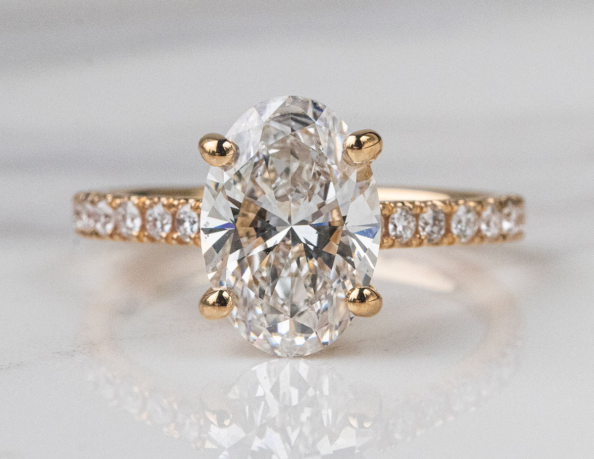 3 2/5ct. t.w. Oval Cut Newborn Lab Created Diamond Engagement Ring in 14K Yellow Gold