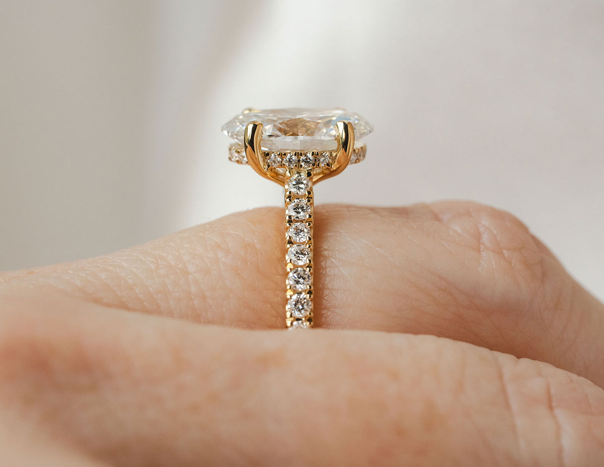 3 2/5ct. t.w. Oval Cut Newborn Lab Created Diamond Engagement Ring in 14K Yellow Gold