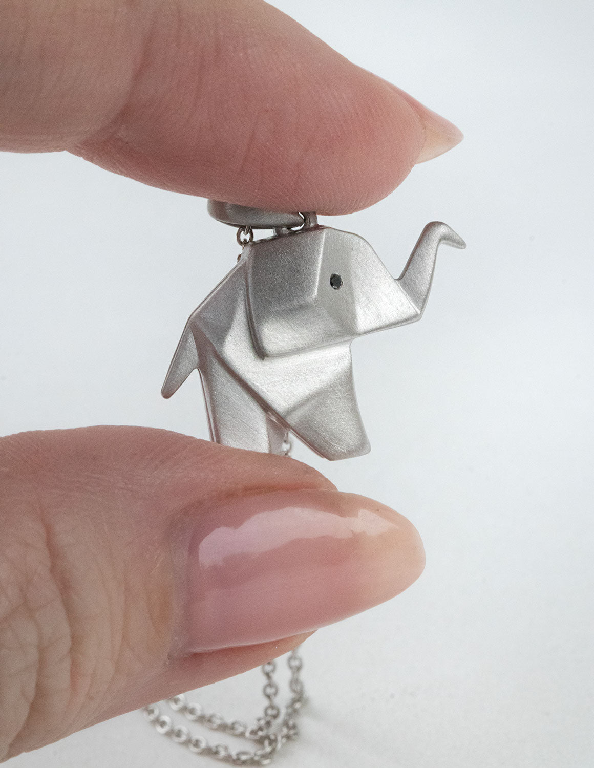 .01ct. t.w. Black Diamond Origami Elephant Pendant in Sterling Silver