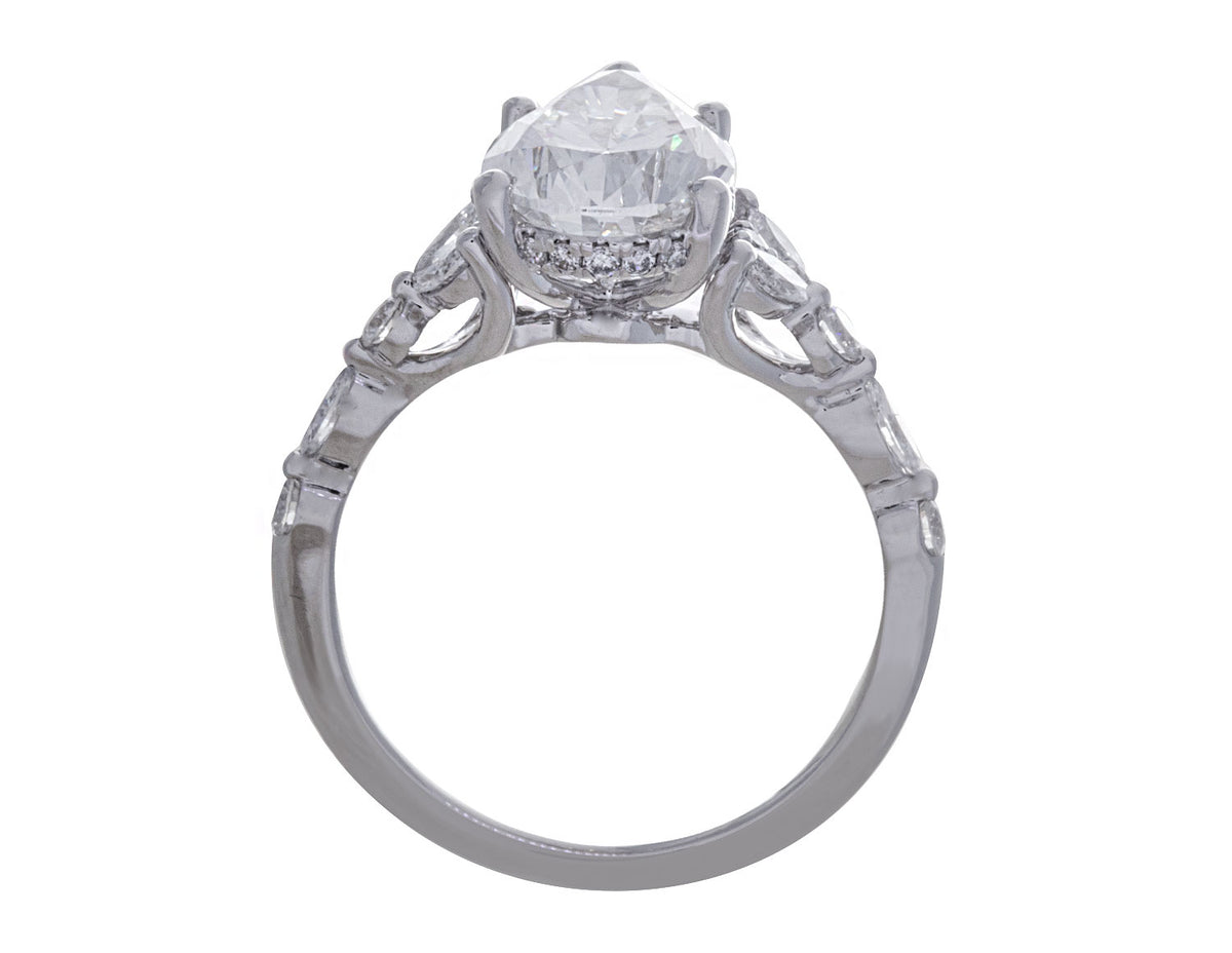 3 1/2ct. t.w. Pear Cut Newborn Lab Created Diamond Engagement Ring in 14K White Gold