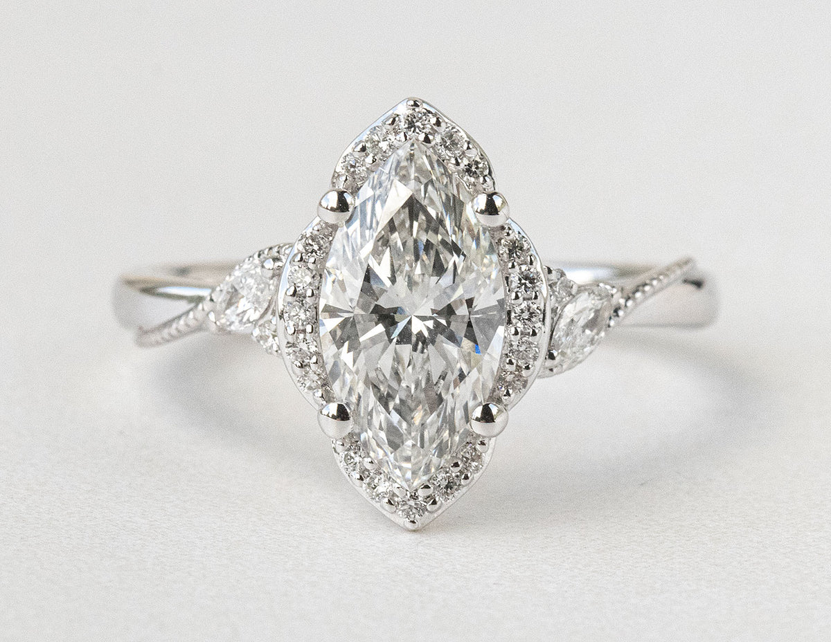 1 3/4ct. t.w. Marquise Cut Newborn Lab Created Diamond Engagement Ring in 14K White Gold