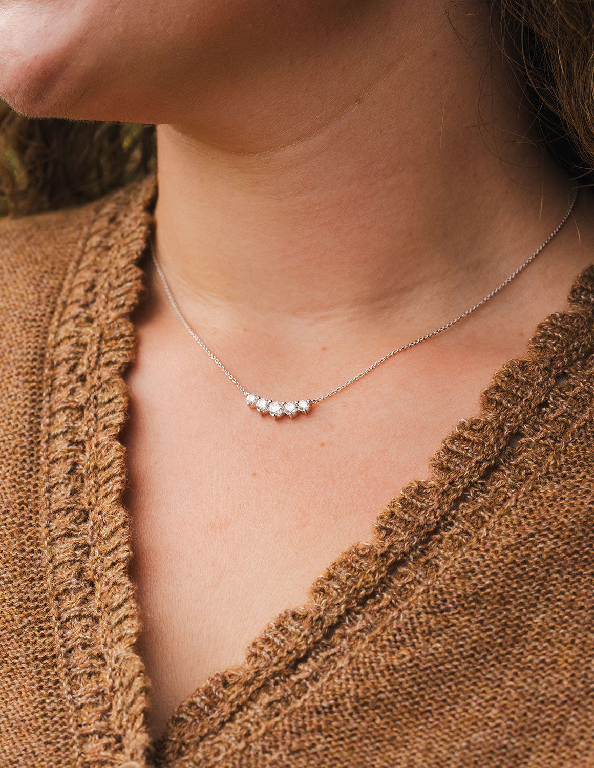 1ct. t.w. 5-Stone Newborn Lab Created Diamond Pendant in 14K White Goldvvv