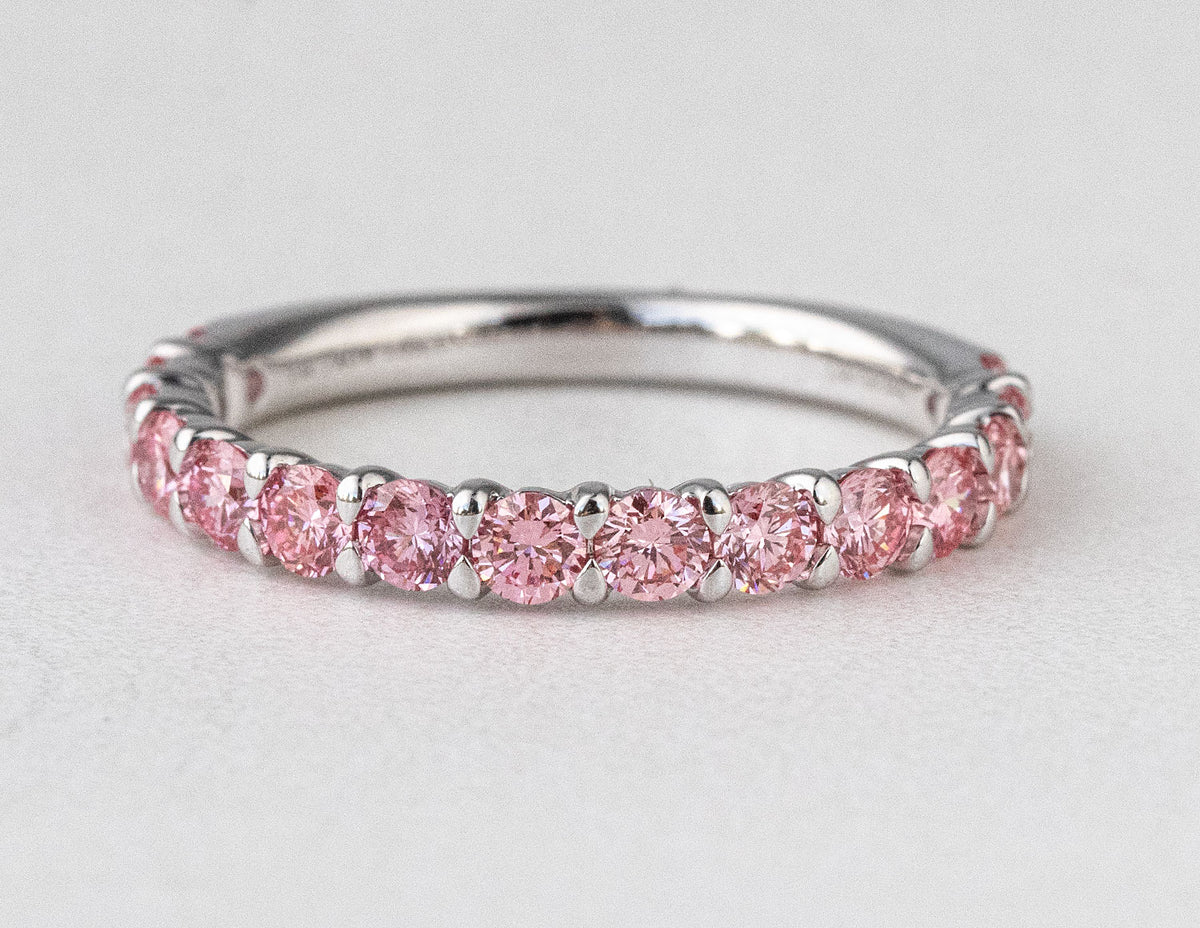 1ct. t.w. Pink Newborn Lab-Created Diamond Anniversary Ring in 14K White Gold