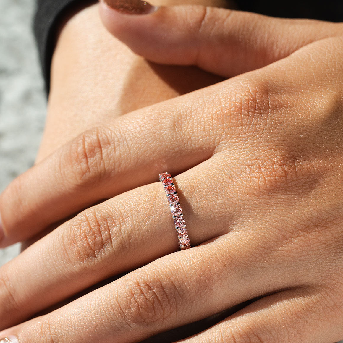 1ct. t.w. Pink Newborn Lab-Created Diamond Anniversary Ring in 14K White Gold