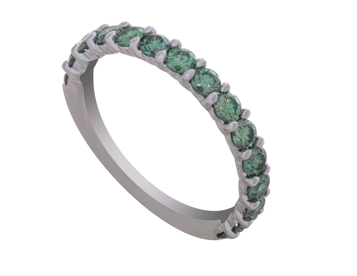 1ct. t.w. Green Newborn Lab-Created Diamond Anniversary Ring in 14K White Gold