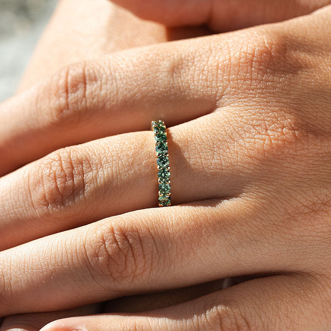 1ct. t.w. Green Newborn Lab-Created Diamond Anniversary Ring in 14K Yellow Gold