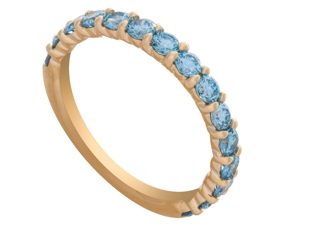 1ct. t.w. Blue Newborn Lab-Created Diamond Anniversary Ring in 14K Yellow Gold