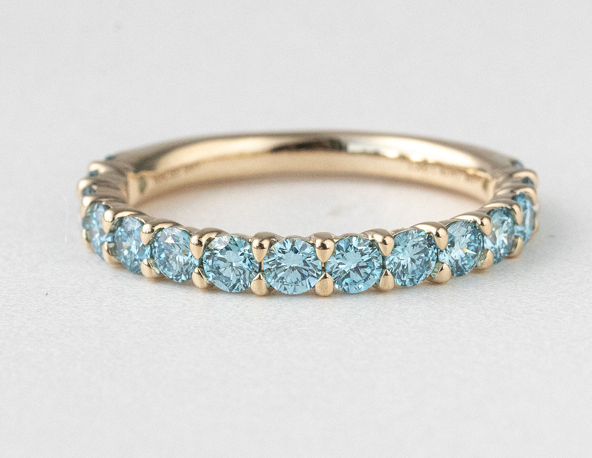 1ct. t.w. Blue Newborn Lab-Created Diamond Anniversary Ring in 14K Yellow Gold