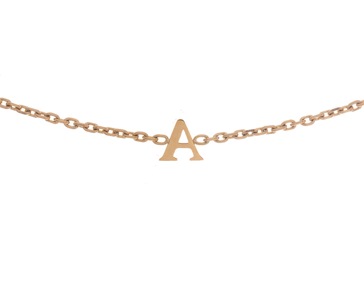 7" Block Letter B Initial Bracelet in Gold Ion-Plated Stainless Steel