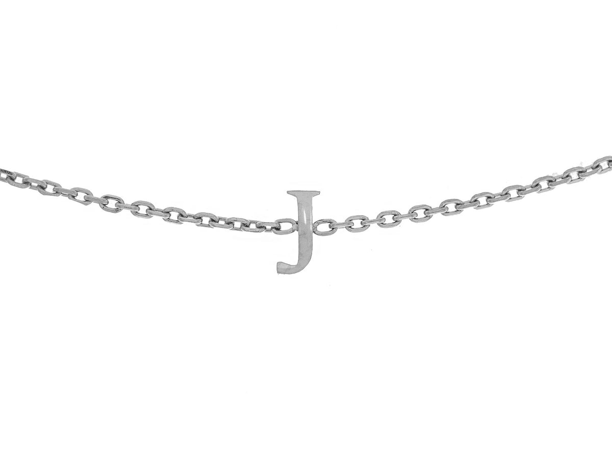 Block Letter J Initial Bracelet in Stainless Steel