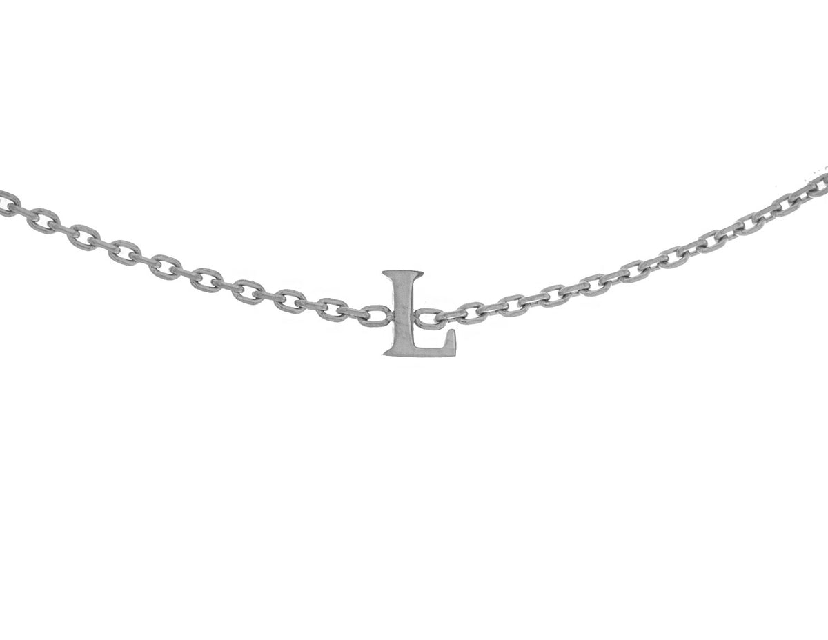 Block Letter L Initial Bracelet in Stainless Steel
