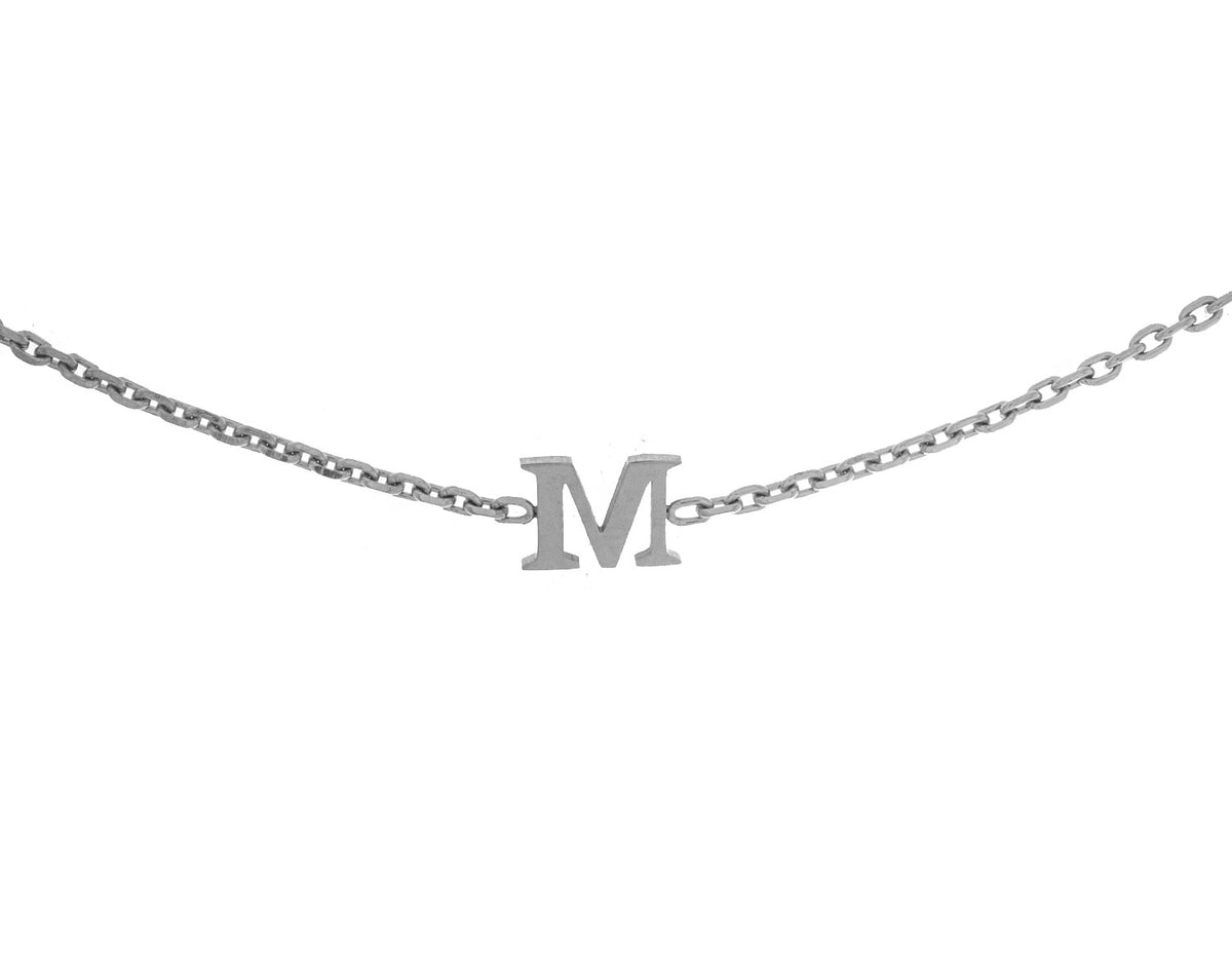 7" Block Letter M Initial Bracelet in Stainless Steel