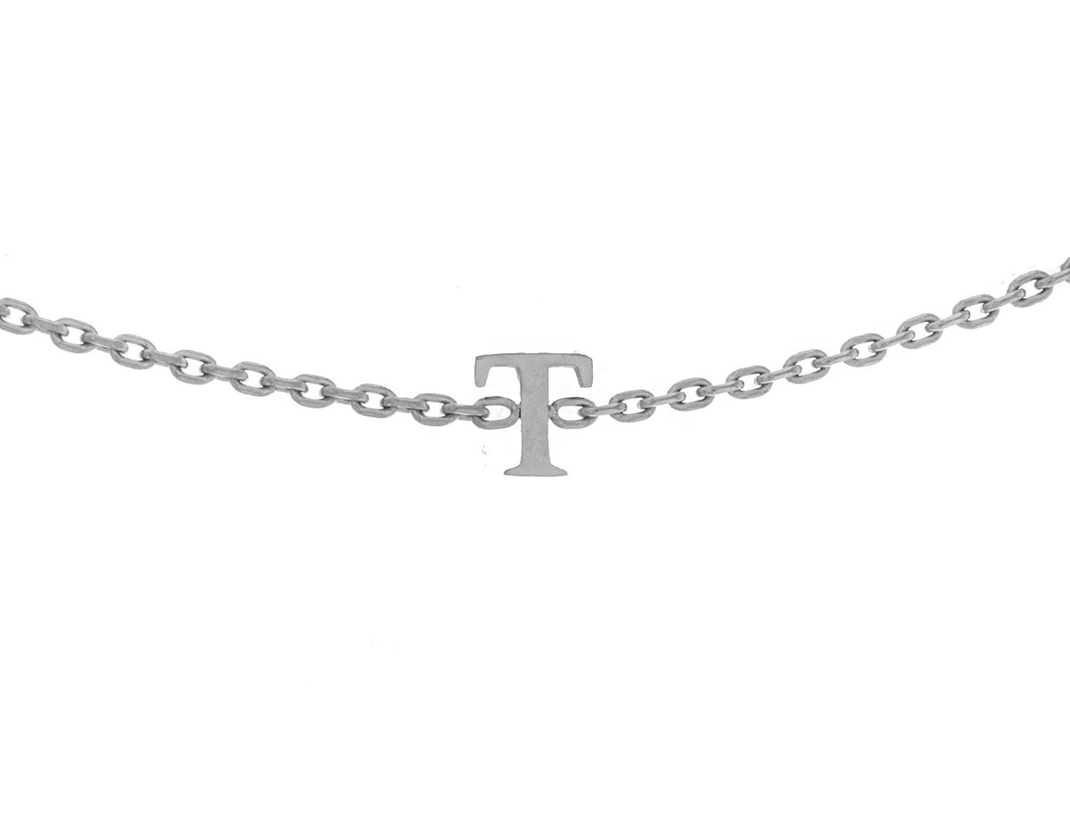Block Letter T Initial Bracelet in Stainless Steel