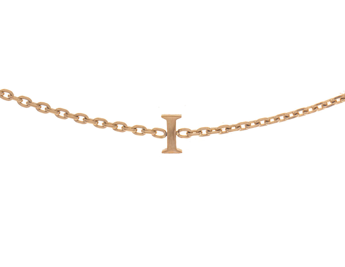 7" Block Letter I Initial Bracelet in Gold Ion-Plated Stainless Steel