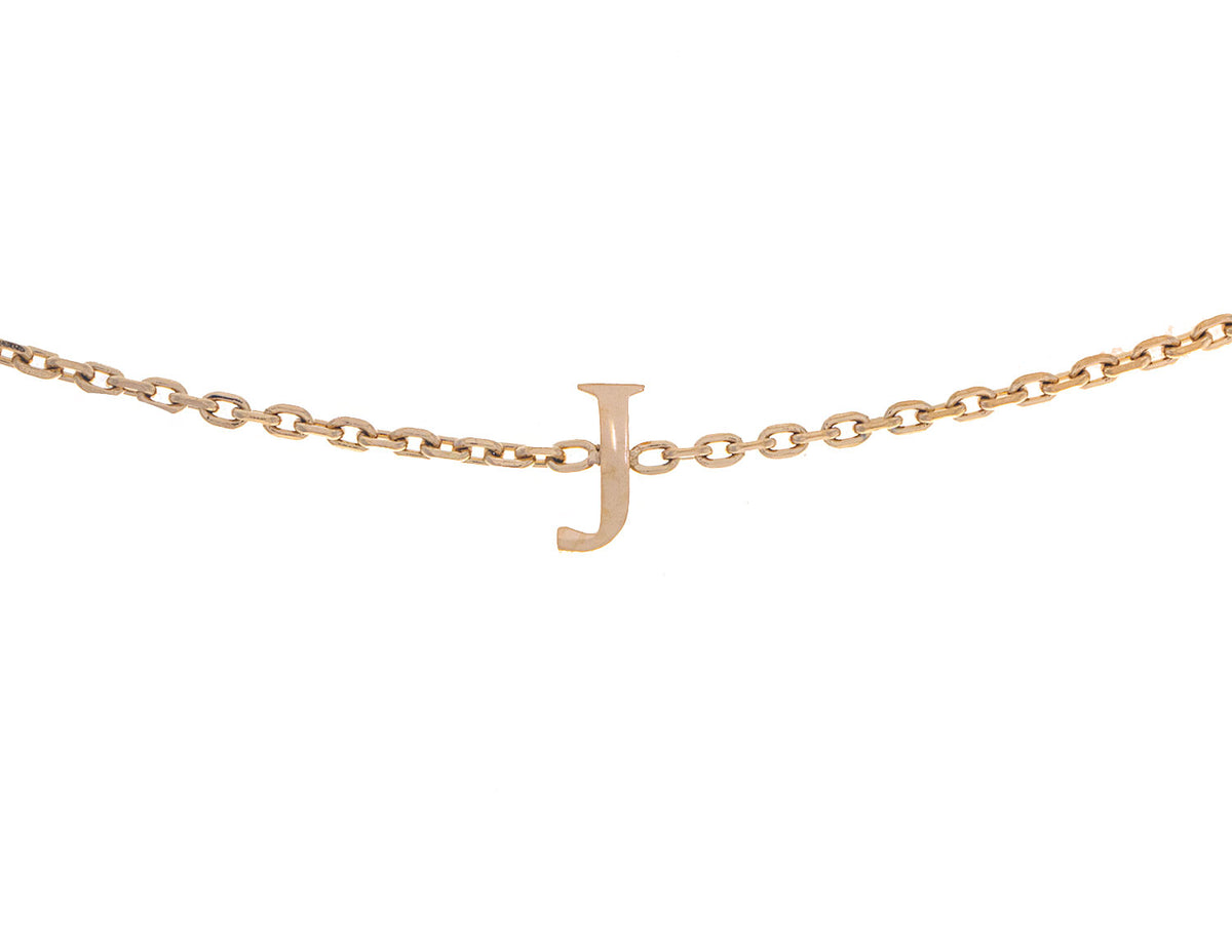 7" Block Letter J Initial Bracelet in Gold Ion-Plated Stainless Steel