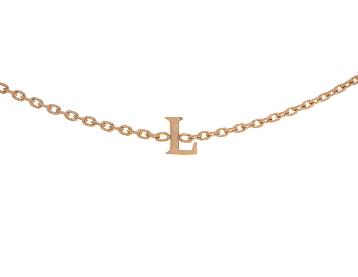7" Block Letter L Initial Bracelet in Gold Ion-Plated Stainless Steel