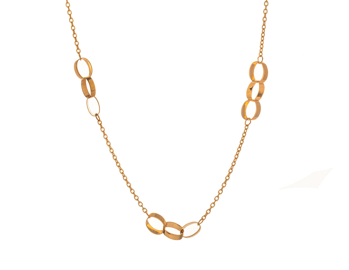 Twisted Oval Station Necklace Chain in 10K Yellow Gold