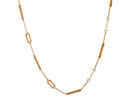 Bar & Oval Station Necklace in 14K Yellow Gold