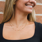 Mini Puffed Mariner Station Necklace in 14K Yellow Gold
