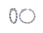 1 3/4ct. t.w. Blue and White Diamond Alternating Hoop Earrings in 14K White Gold