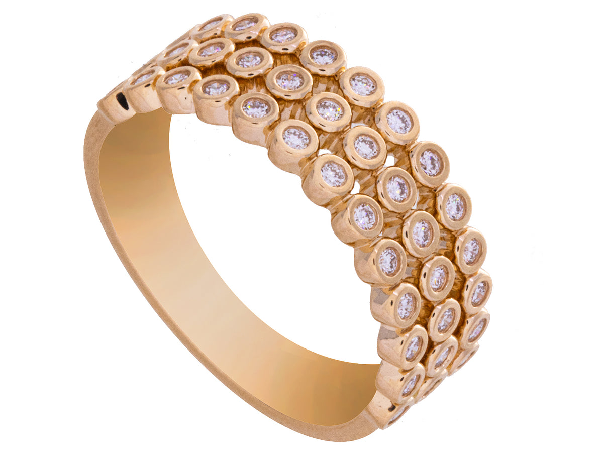 1/3ct. t.w. 3-Row Diamond Fashion Ring in 14K Yellow Gold